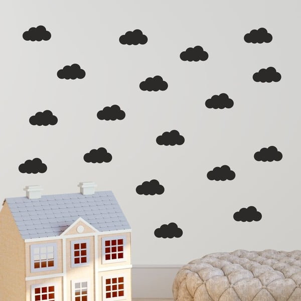 Комплект черни стикери за стена Cloudy - North Carolina Scandinavian Home Decors