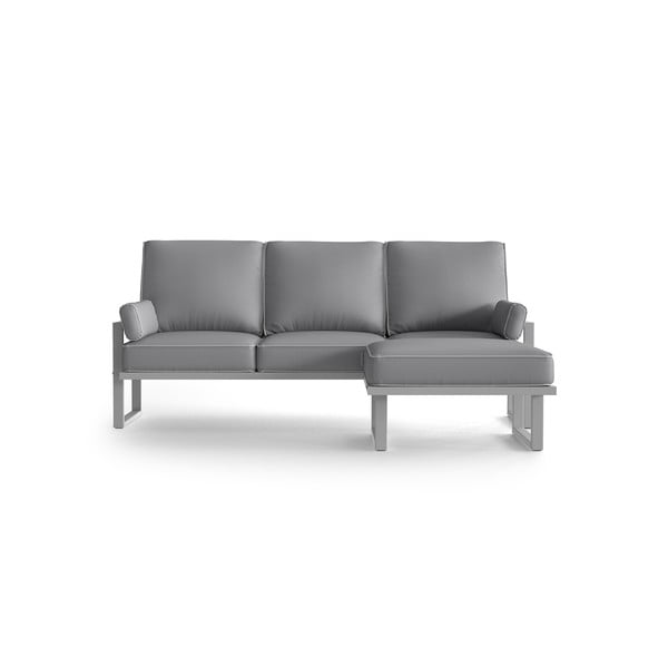 Светлосив ъглов диван с подвижна подложка за крака и бяла рамка - Marie Claire Home