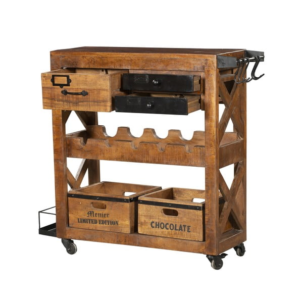 Шкаф за вино от масивно манго в естествен цвят брой бутилки 5, 100x92x30 cm Ravi – Interia Home & Living-image-2