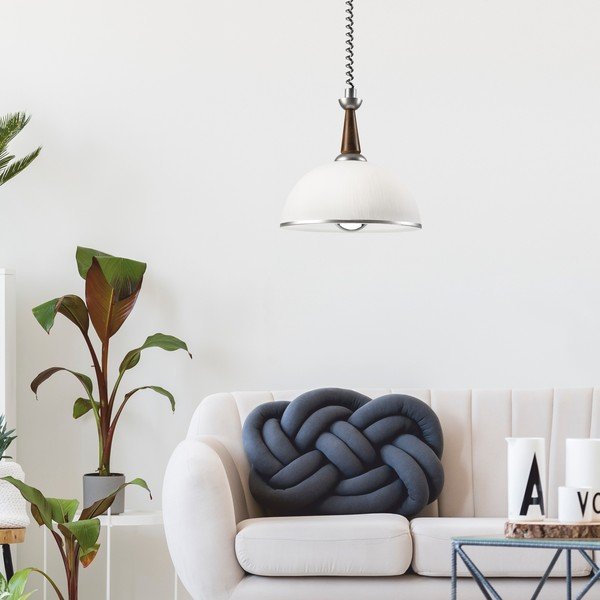 Висящо осветително тяло в сребрист и тъмнокафяв цвят със стъклен абажур ø 30 cm Ciara – LAMKUR-image-1