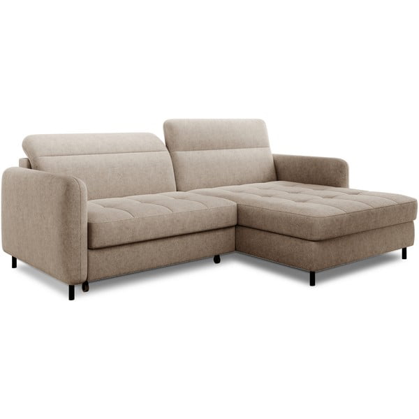 Бежов шенилов разтегателен ъглов диван с място за съхранение (десен ъгъл) Gomsi – ELTAP-image-2