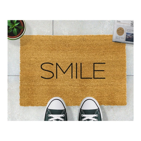 Rohožka z přírodního kokosového vlákna Artsy Doormats Smile, 40 x 60 cm