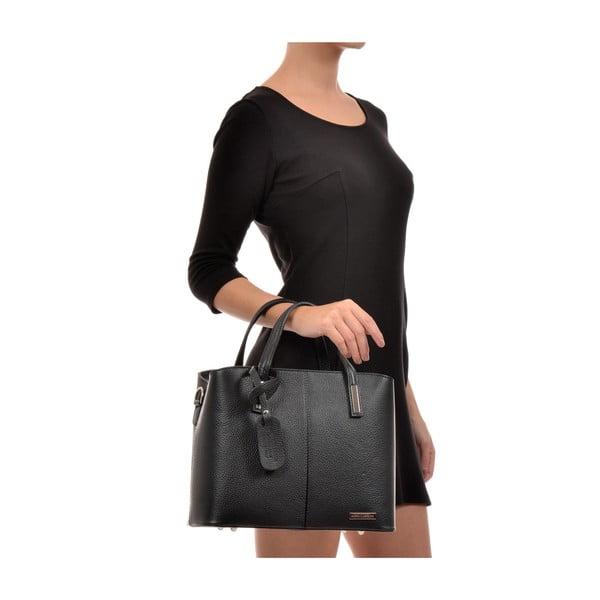 Черна кожена чанта Lacy - Sofia Cardoni-image-4