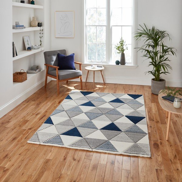Синьо-сив килим Geo, 120 x 170 cm Brooklyn - Think Rugs-image-1