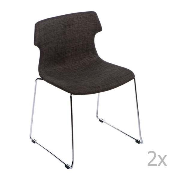 Sada 2 hnědých čalouněných židlí D2 Techno
