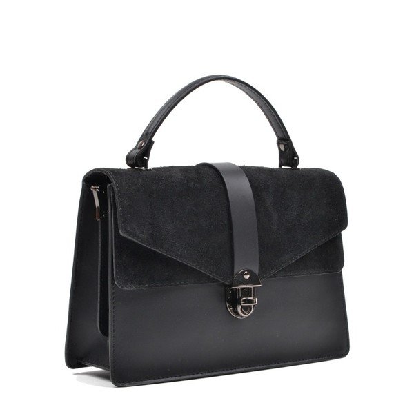 Черна кожена чанта Mangotti Largotte - Mangotti Bags-image-4