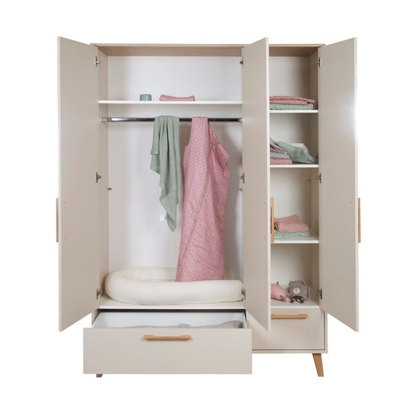 Кремав/в естествен цвят детски гардероб от декор от дъб  138x200x55 cm Jil – Roba-image-3