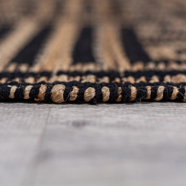 Черен/естествен ръчно изработен килим със смес от юта 120x170 cm Meander Jute – Flair Rugs-image-4
