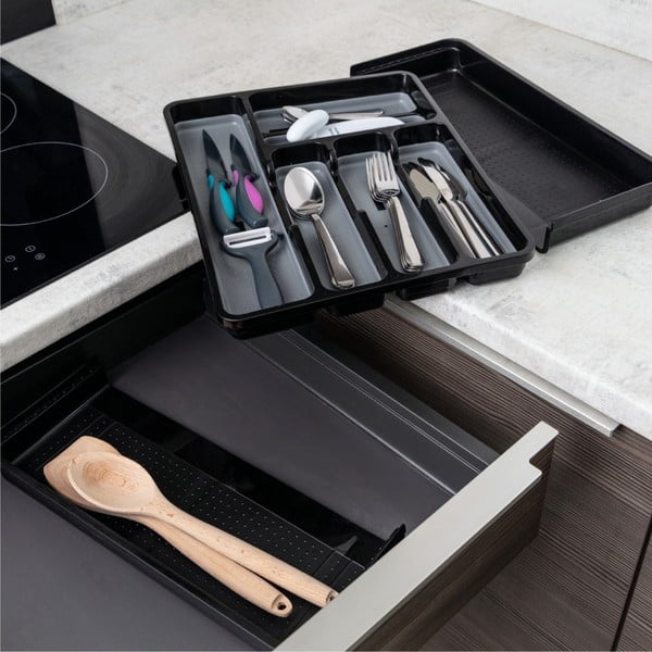 Черно-сив пластмасов разтегателен шкаф за чекмеджета 41,5 x 35 cm - Addis-image-2