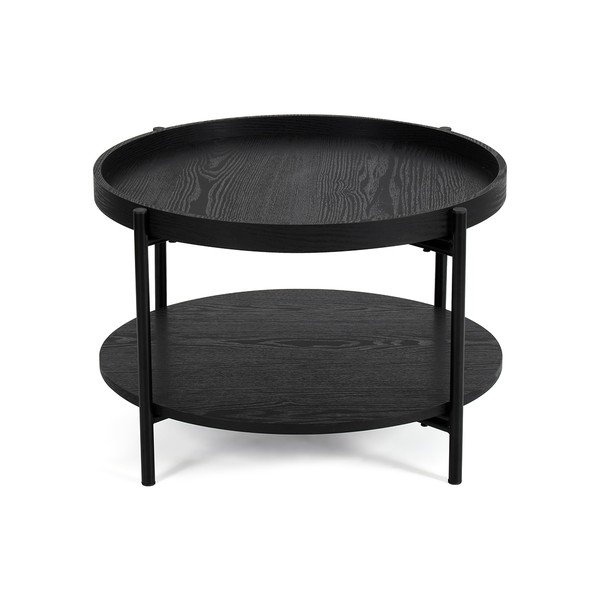 Черна кръгла масичка за кафе от декор от дъб  ø 64 cm Hagen – Bonami Essentials-image-2