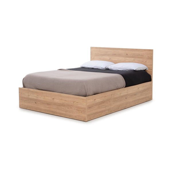 Двойно легло с пространство за съхранение и решетка 160x200 cm в естествен цвят Kronos - Marckeric