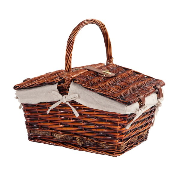 Плетена кошница за пикник с кожено закопчаване James, дължина 41 cm - Unknown