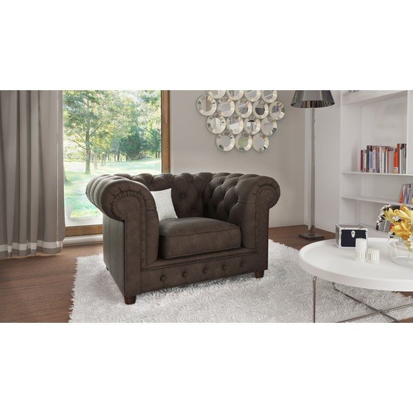 Тъмнокафяво кадифено кресло Cambridge - Ropez-image-1