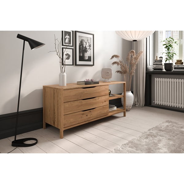 Нисък скрин от масивен дъб в естествен цвят 140x64 cm Twig – The Beds-image-3