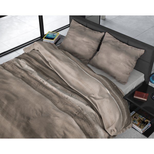 Hnědé flanelové povlečení na jednolůžko Sleeptime Marcus Taupe, 140 x 220 cm-image-1