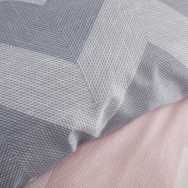 Розово-сиво спално бельо 200x200 cm Chevron Geo - Catherine Lansfield-image-3