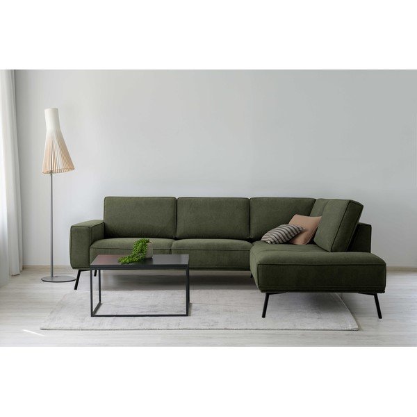 Тъмнозелен шенилов ъглов диван (десен ъгъл/L форма) Amsterdam – Scandic-image-1