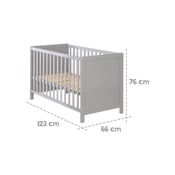 Сиво детско креватче 60x120 cm Hamburg – Roba-image-4