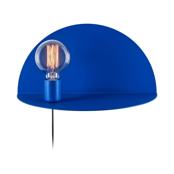 Modrá nástěnná lampa s poličkou Shelfie, výška 20 cm