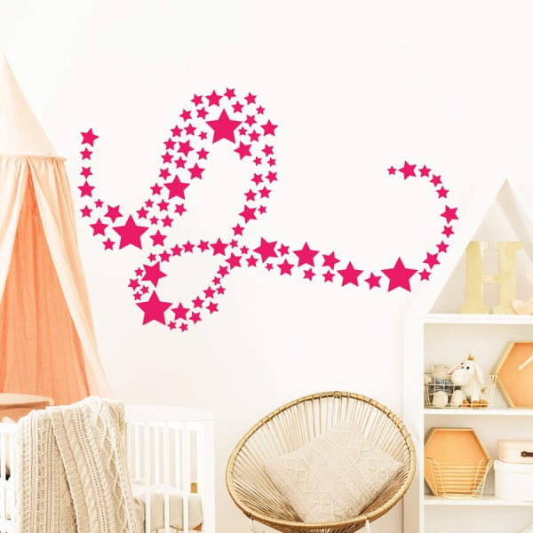 Комплект от 100 розови детски стикера за стена Stars - Ambiance