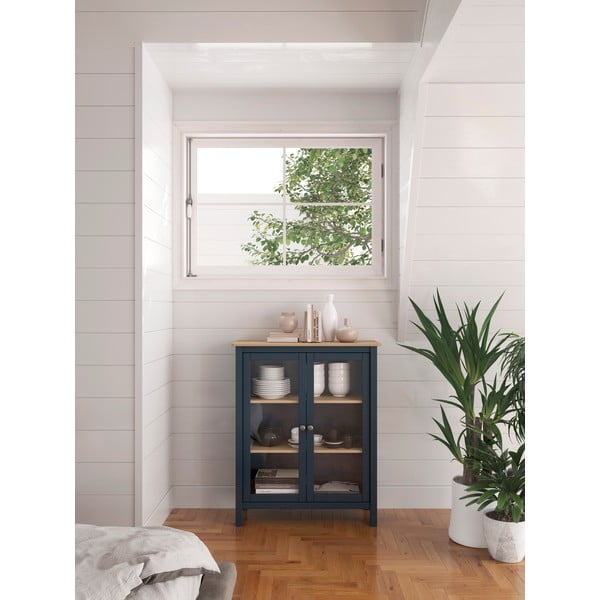 Тъмно син/естествен шкаф от борова дървесина 90x110 cm Misti - Marckeric-image-1