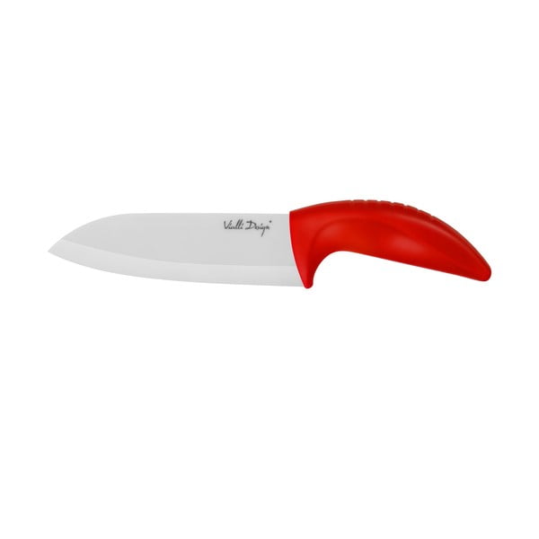 Keramický nůž Santoku, 14 cm, červený