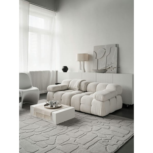 Светлосив вълнен килим 133x190 cm Morphic Dunes – Agnella-image-2