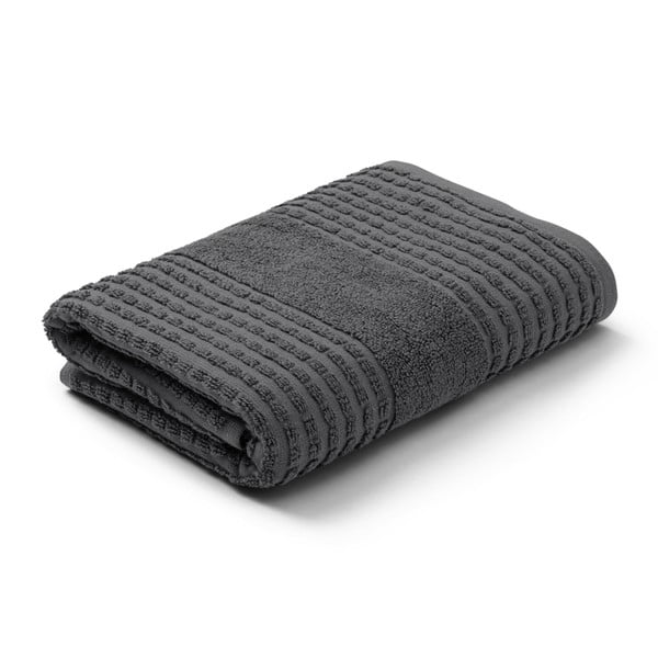 Тъмносива кърпа от органичен памук от тери 50x100 cm Check – JUNA-image-2