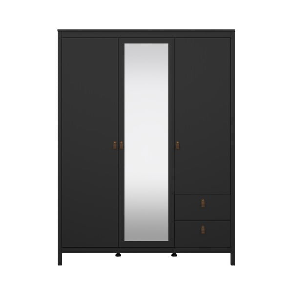 Черен гардероб с огледало 150x199x58 cm Madrid – Tvilum-image-2