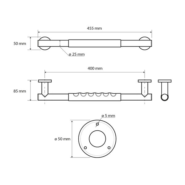 Стенен парапет за баня от неръждаема стомана 45,5 cm – Sapho-image-1