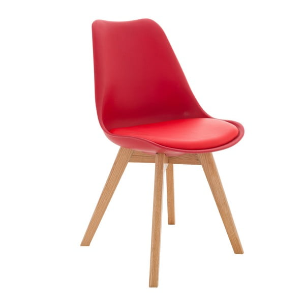 Červená židle s dřevěnými nohami InArt Solana