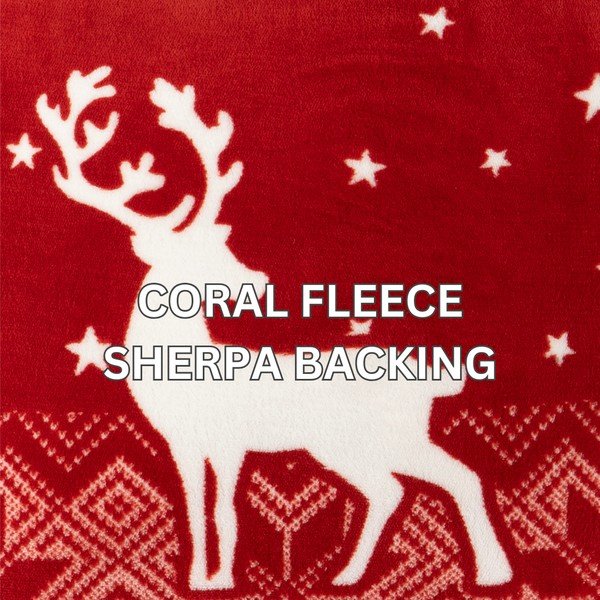 Червено одеяло с коледен мотив от шерпа 130x150 cm Xmas – Tiseco Home Studio-image-4