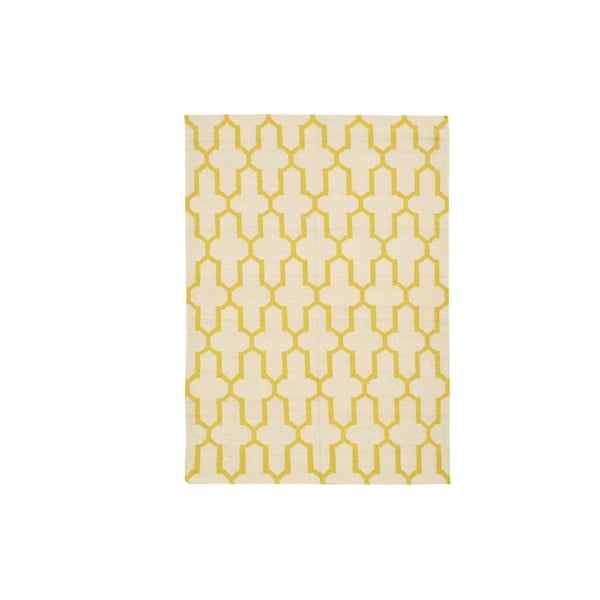 Ručně tkaný koberec Yellow Lines Kilim, 156x225 cm