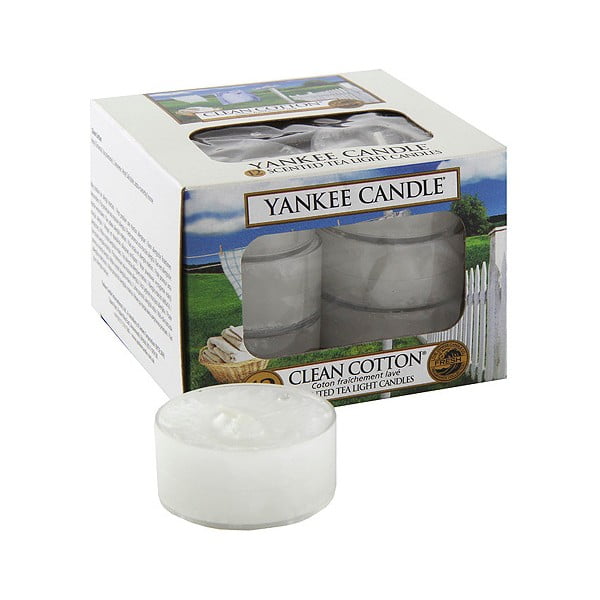 Комплект от 12 свещи с аромат на чист памук, време на горене 4 - 6 часа - Yankee Candle