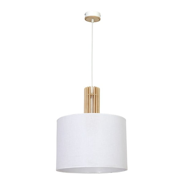 Бяла лампа за таван с дървени детайли Castro White Uno - Glimte