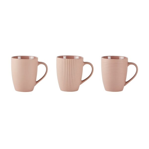 Комплект от 3 розови чаши Texture, 300 ml - KJ Collection