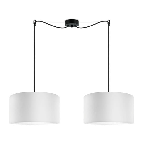 Бяла двойна висяща лампа с черен кабел Mika - Sotto Luce