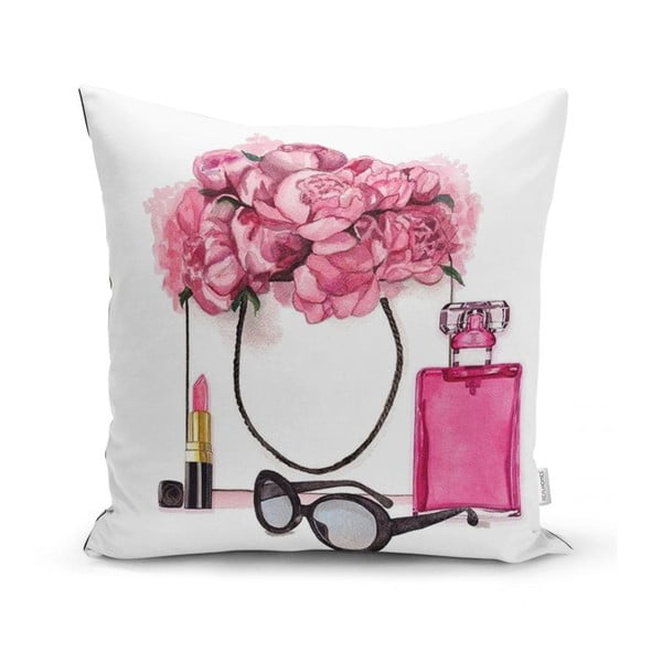 Калъфка за възглавница Розови цветя и парфюм, 45 x 45 cm - Minimalist Cushion Covers