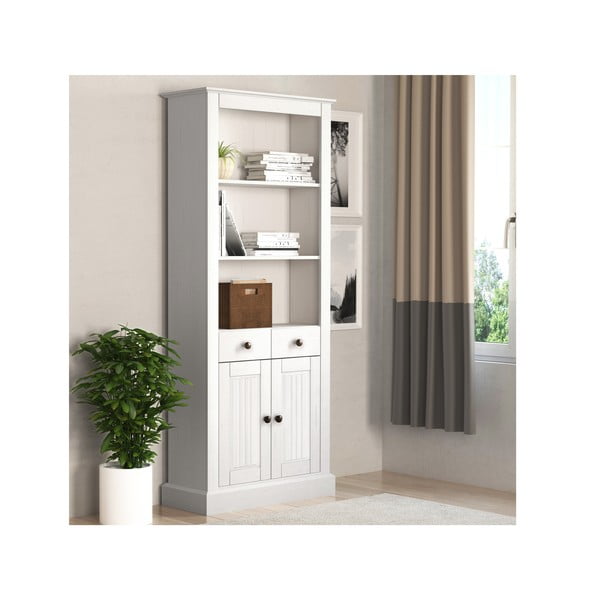 Бяла библиотека от масивен бор 181x31 cm Mille – Støraa-image-1