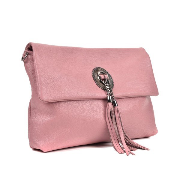 Růžová kožená kabelka crossbody Roberta M Elisa-image-1
