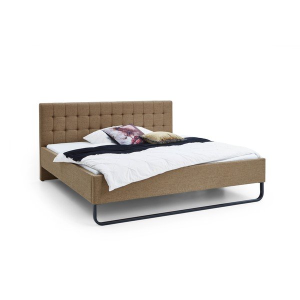 Светлокафяво двойно легло 180x200 cm тапицирано без ламелно дъно Lambada – Meise Möbel-image-4