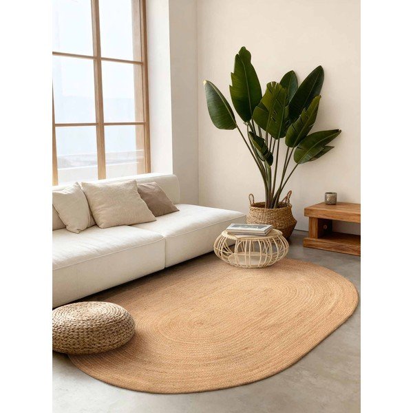 Двустранен ръчно изработен ютен килим в естествен цвят 160x230 cm Braided – Hanse Home-image-1