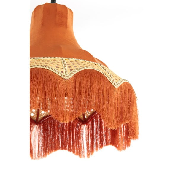 Оранжево висящо осветително тяло с текстилен абажур ø 40 cm Mizia – Light & Living-image-4