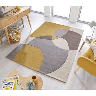 Вълнен килим в цвят жълта охра и бежово 200x290 cm Glow – Flair Rugs