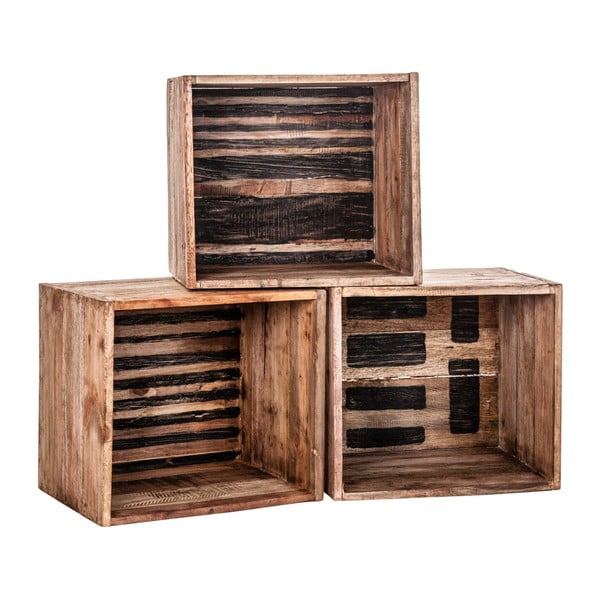 Sada 3 dekorativních boxů z mahagonového a akáciového dřeva VICAL HOME Raz