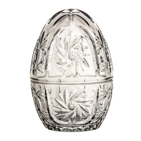 Сива стъклена декоративна кутия във формата на яйце - Bloomingville