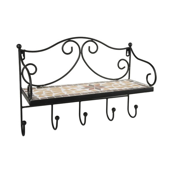 Черна метална стенна закачалка с рафт 42 cm Almeria – Garden Pleasure