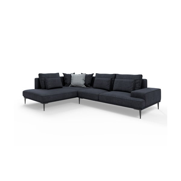 Тъмносин ъглов разтегателен диван , ляв ъгъл Liege - Interieurs 86