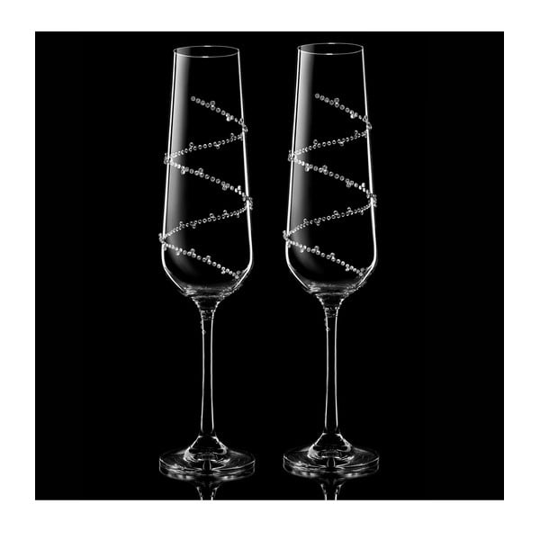 Комплект от 2 флейти за шампанско Tethys с елементи Swarovski в луксозна опаковка - Bohemian Grace