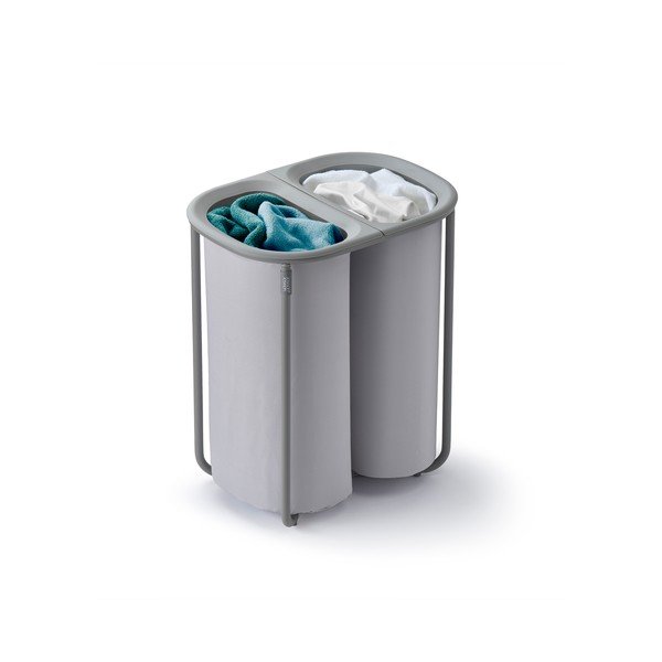 Светлосив текстилен кош за пране 2x40 l Duo – Joseph Joseph